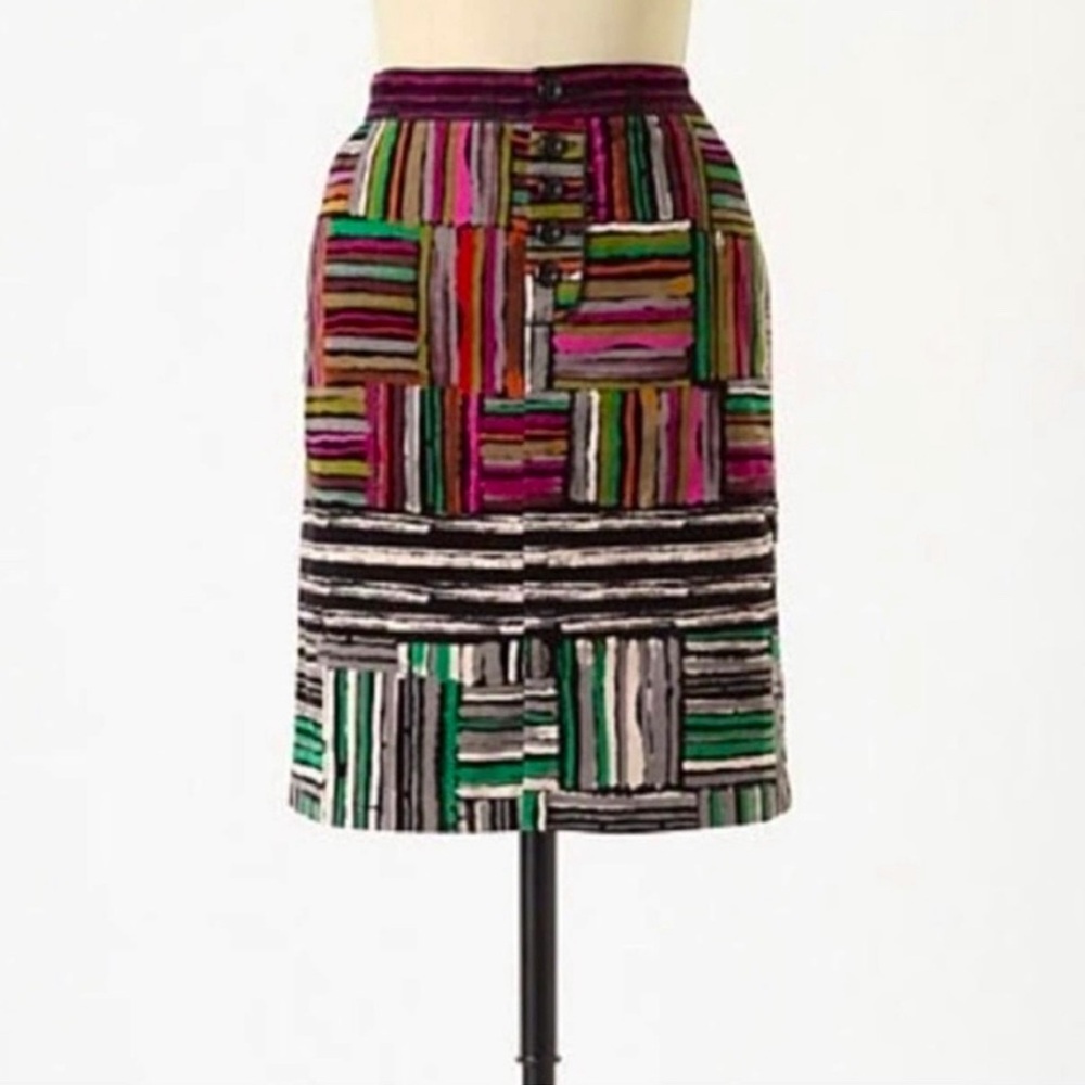 Anthropologie Odille velvet spectrum map skirt